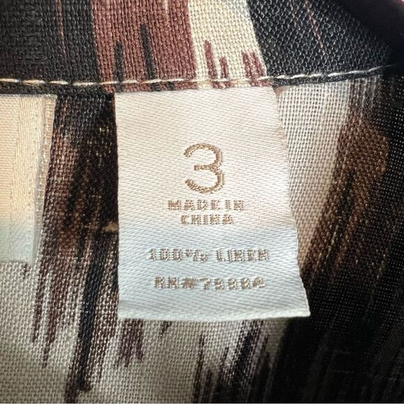 Chico’s Ikat Linen Button Up Shirt Blazer Jacket Boxy Brown Women’s Plus Size 3 - Picture 4 of 9